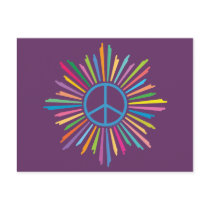 Colourful Rays Surround Peace Sign