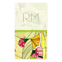 Colourful Retro Abstract Floral Collage Business Card Template
