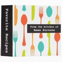 Colourful retro cutlery recipes binder / organizer