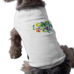 COLOURFUL RETRO DIGITAL SWIRLS FLOWERS CIRCLES STA DOG TSHIRT