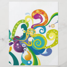 COLOURFUL RETRO DIGITAL SWIRLS FLOWERS CIRCLES STA FULL COLOR FLYER