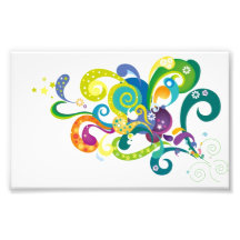 COLOURFUL RETRO DIGITAL SWIRLS FLOWERS CIRCLES STA PHOTOGRAPHIC PRINT