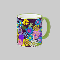 Colourful retro flowers Mug mugs