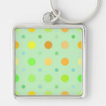 Colourful Retro Polka Dots: Green, Yellow, & Orang Key Chain