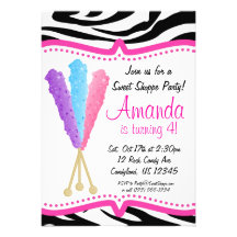 Colourful Rock Candy Birthday Party Invitation