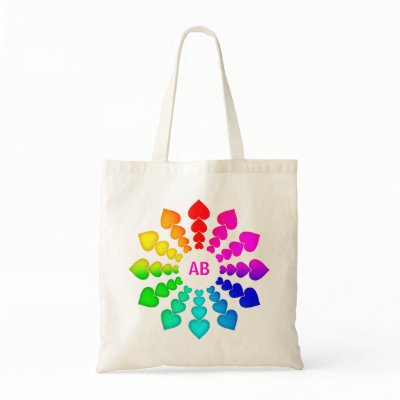 Colourful Romantic Hearts with Monogram - Bag by wierka