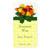 Colourful Roses Homemade Wine Label