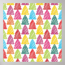 Colourful Sketchy Christmas Trees Poster
