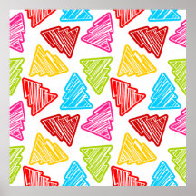 Colourful Sketchy Christmas Trees Poster