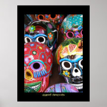 colourful skulls poster print
