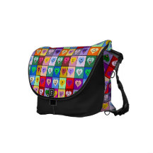 Colourful Smiley Heart Squares bag Messenger Bags