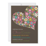 Colourful Spring Flowers Heart Bridal Shower Invit