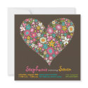 Colourful Spring Flowers Heart Love Birthday Invit invitations