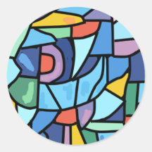 Colourful Stain Glass Effect Round Stickers