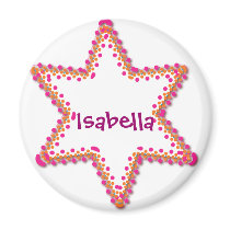 Colourful star of David design for Bat Mitzvah Refrigerator Magnets