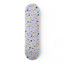 Colourful star pattern baby blue girly skateboard