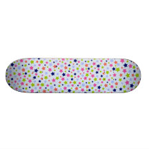 Colourful star pattern baby blue girly skateboard
