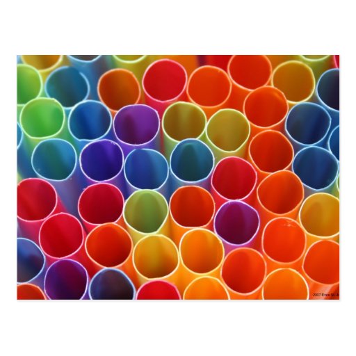 Colourful Straws Postcard