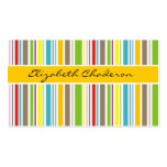 Colourful stripes pattern yellow band feminine business cards