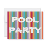 colourful stripes pool party invitation