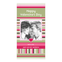 Colourful Stripes Valentine's Day photo card
