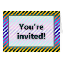 Colourful Stripes You're Invited Blue Light cards