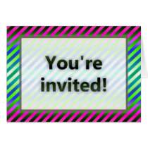 Colourful Stripes You're Invited Pink Light cards