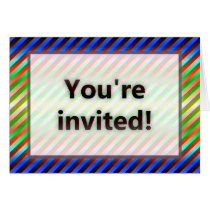 Colourful Stripes You're Invited Red Light cards