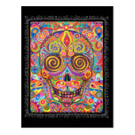 Colourful Sugar Skull Day of the Dead Postcard