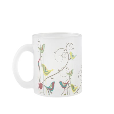 Colourful Summer Bird and Swirl Mug by fat_fa_tin