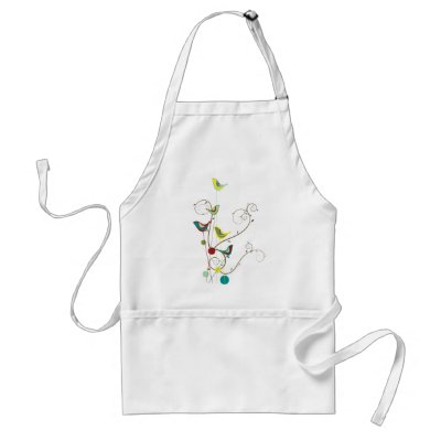 Colourful Summer Bird and Swirls Apron by fat_fa_tin
