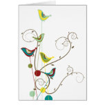 Colourful Summer Bird and Swirls Card