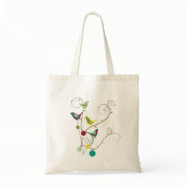 Colourful Summer Bird and Swirls Custom Tote Bag