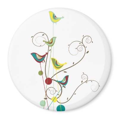 Colourful Summer Bird and Swirls Magnet by fat_fa_tin