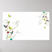 Colourful Summer Bird and Swirls Poster