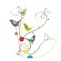 Colourful Summer Bird and Swirls Sticker
