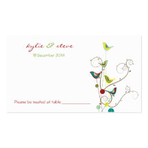Colourful Summer Bird & Swirls Place / Table Card Business Card