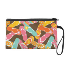 Colourful Summer Flip Flops Fun Pattern Wristlet B