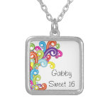 Colourful Swirls Sweet 16 Necklace