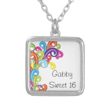 Colourful Swirls Sweet 16 Necklace