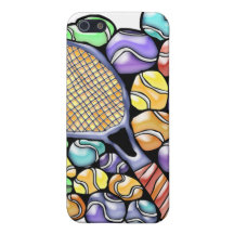 Colourful Tennis Balls and Racquet iPhone 5 Cases