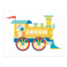 Colourful Toy Train Post Cards