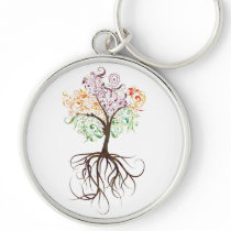 Colourful Tree With Roots Keychain