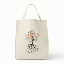 Colourful Tree With Roots Organic Tote Bag