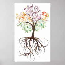 Colourful Tree With Roots Poster