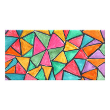 Colourful Triangles - abstract watercolor design Photo Greeting Card