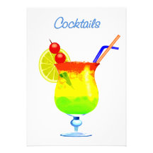 Colourful Tropical Drink Cocktails Custom Announcement