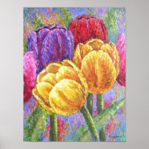 Colourful Tulip Flowers Painting Art - Multi