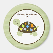 Colourful Turtle 3-inch Round Favour Magnet - Gree