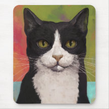 Colourful Tuxedo Cat Mouse Pads